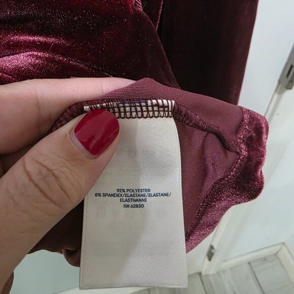 Lands' End Plus Size 2X Burgundy Velvet Button-Up Blouse - Picture 4 of 12